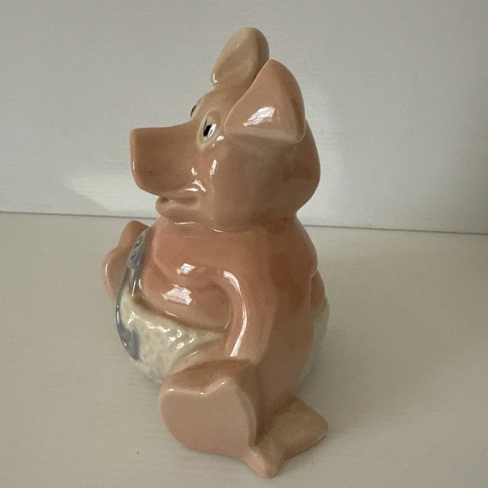 Vintage Nat West Porcelain Baby Piggy With Diaper Pin Bank Woody by Wade England